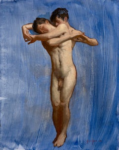 Paar #4- Zeitgenössisches Gemälde des 21. Jahrhunderts mit einem tanzenden nackten Mann und einer Frau 