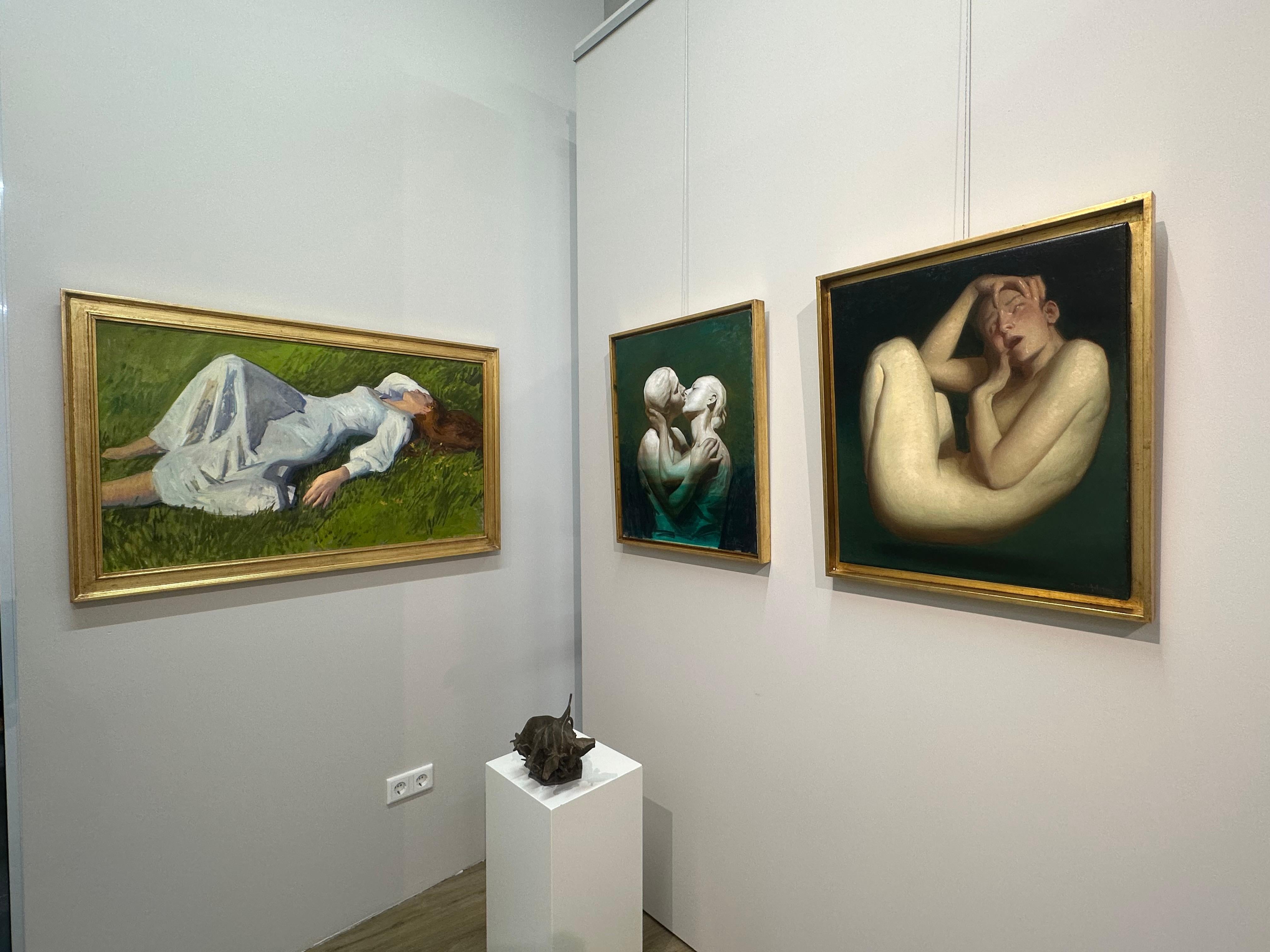 Intérieur - Peinture contemporaine du 21e siècle représentant une jeune fille nue en vente 1