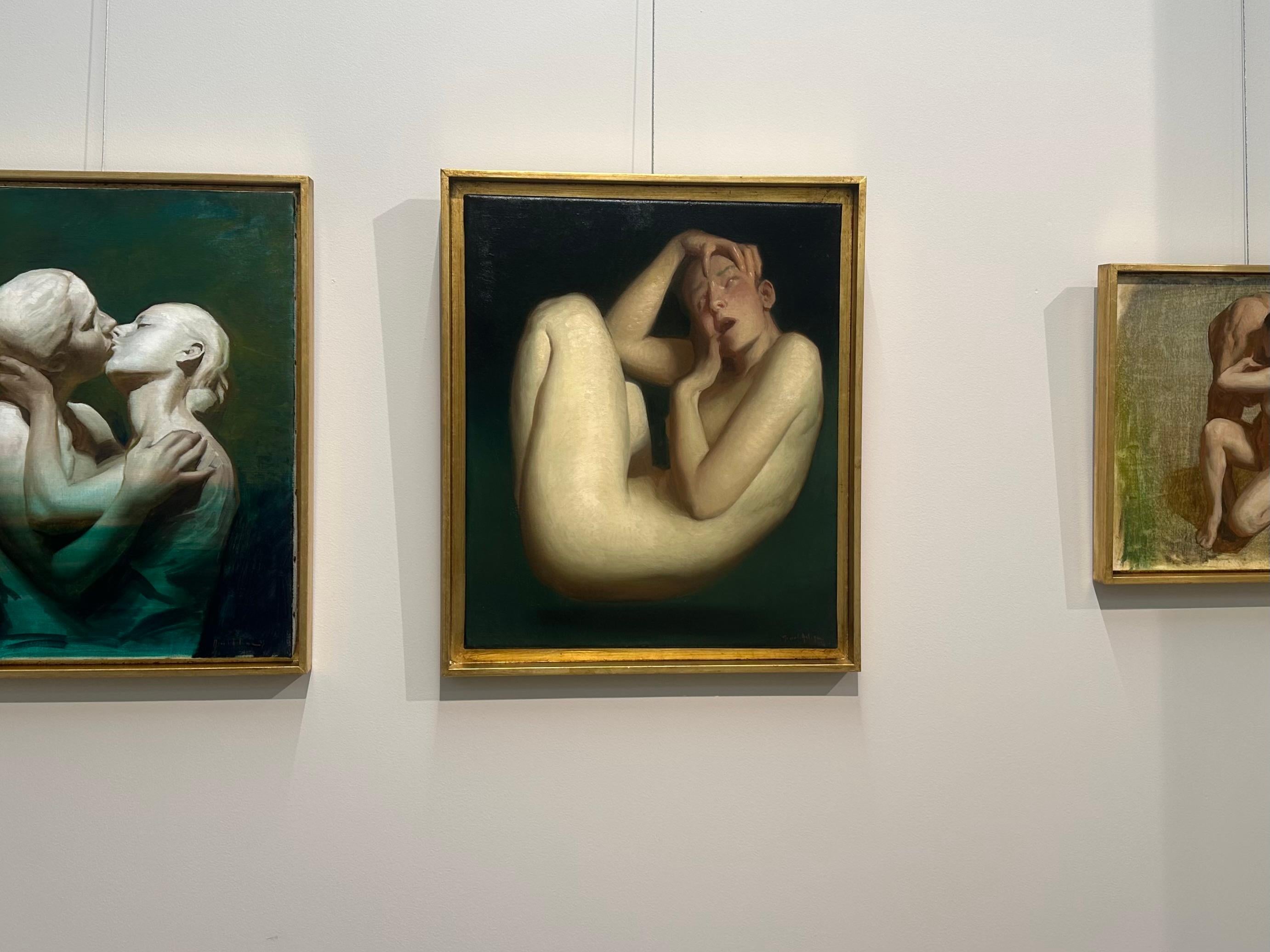 Intérieur - Peinture contemporaine du 21e siècle représentant une jeune fille nue en vente 2