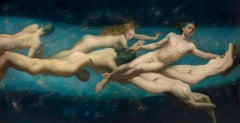 "Milky Way" contemporary surrealist, ethereal multi-figurative oil painting