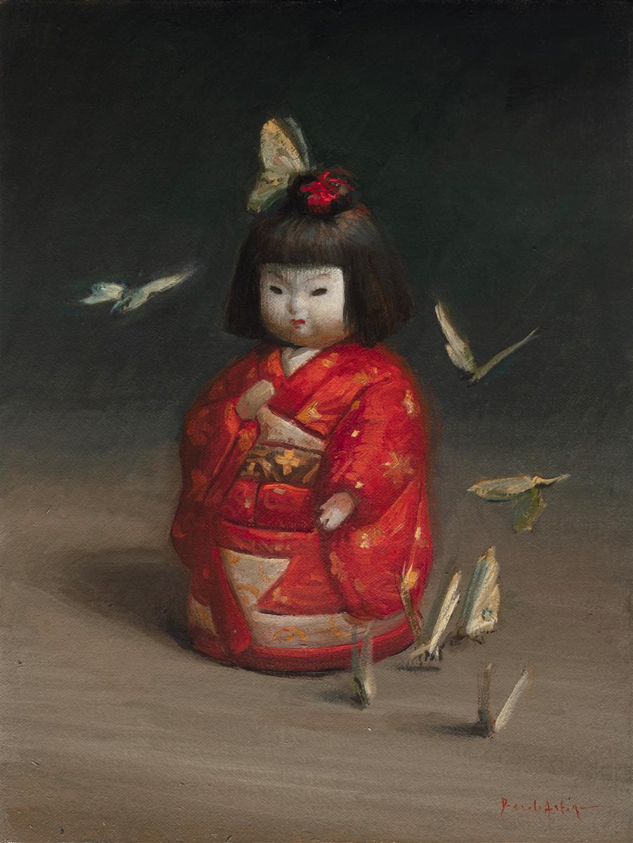Figurative Painting Daniela Astone - Poupée japonaise