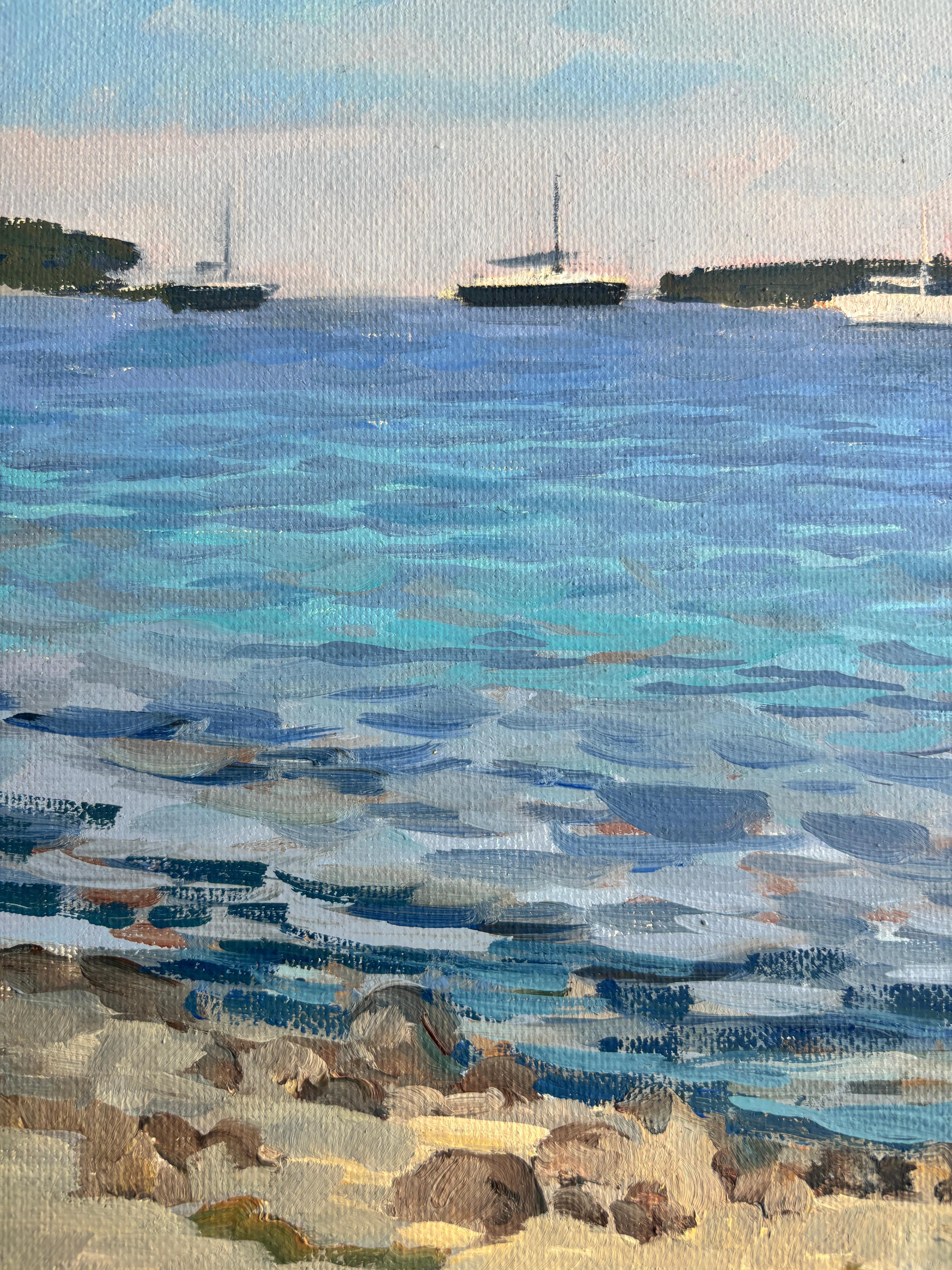 Sag Harbor Bay è un dipinto impressionista a olio su tavola. Raffigura una vista dalla riva del porto di Sag, con le barche visibili sullo sfondo dell'acqua. 

Firmato 