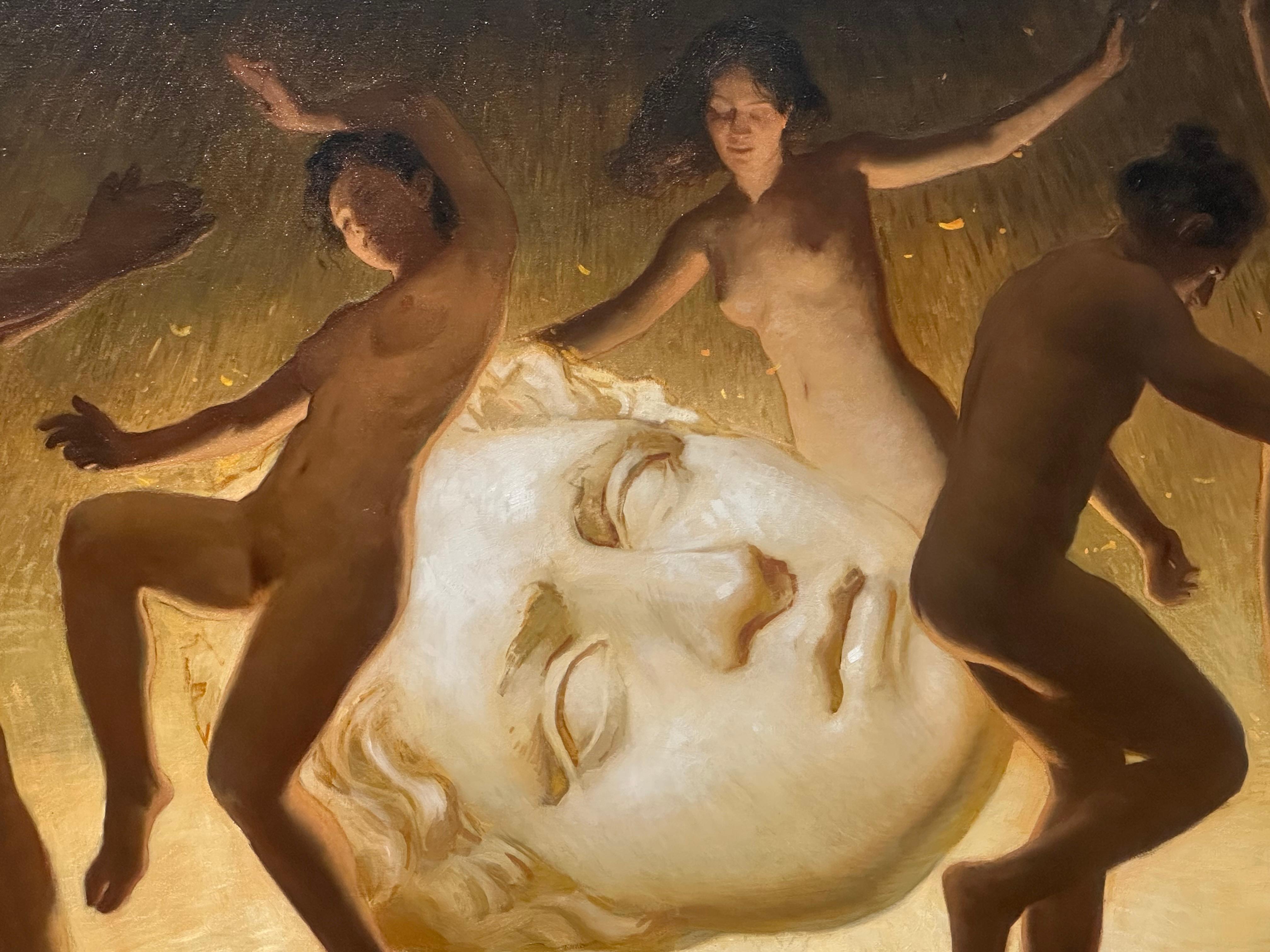 The Fall- 21st Century Contemporary Painting of dancing nude male & females (L'automne - peinture contemporaine du 21e siècle de nus masculins et féminins dansants) en vente 5