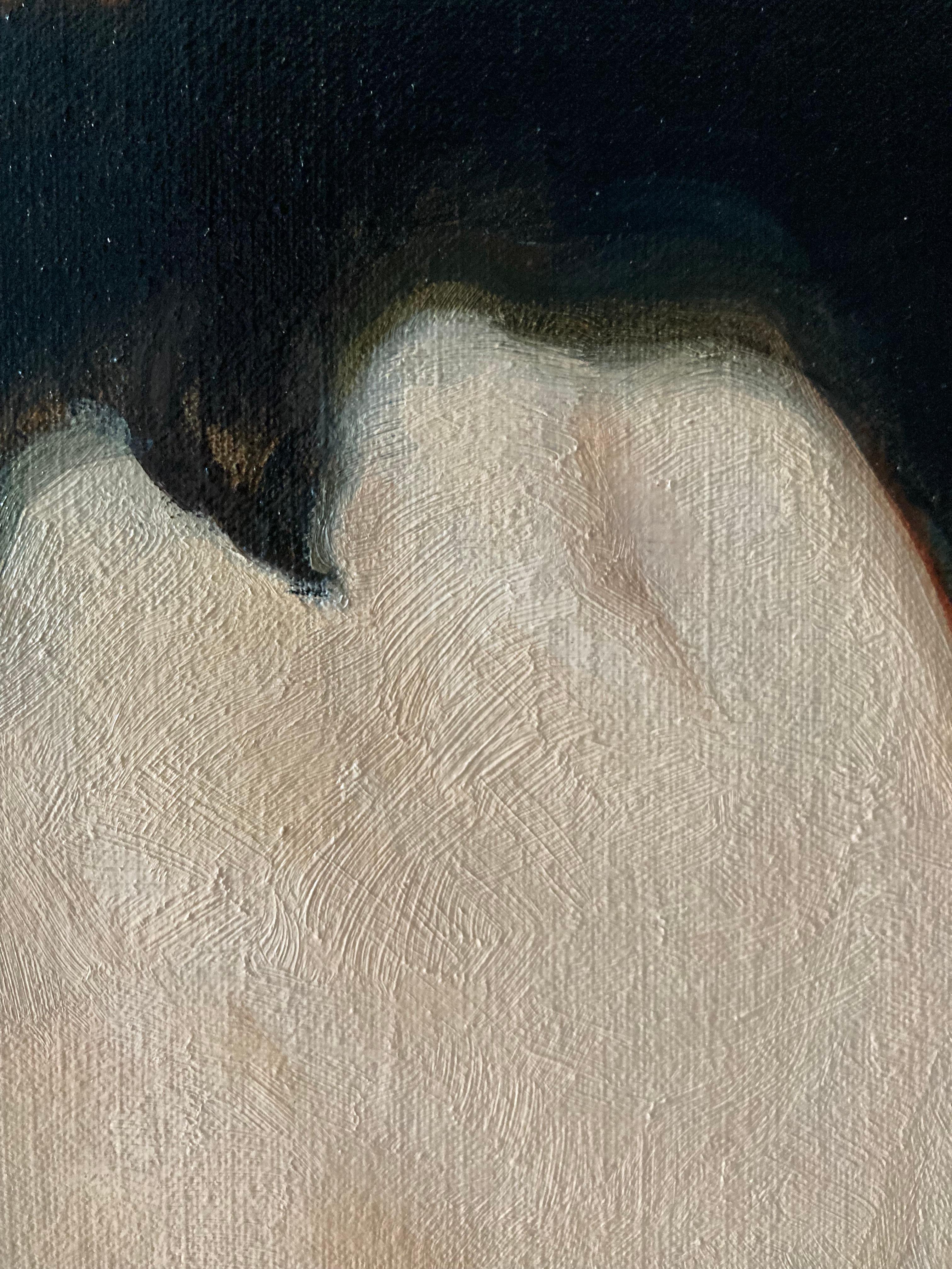 The Kiss - 2023, peinture à l'huile figurative sombre de Daniela Astone en vente 12