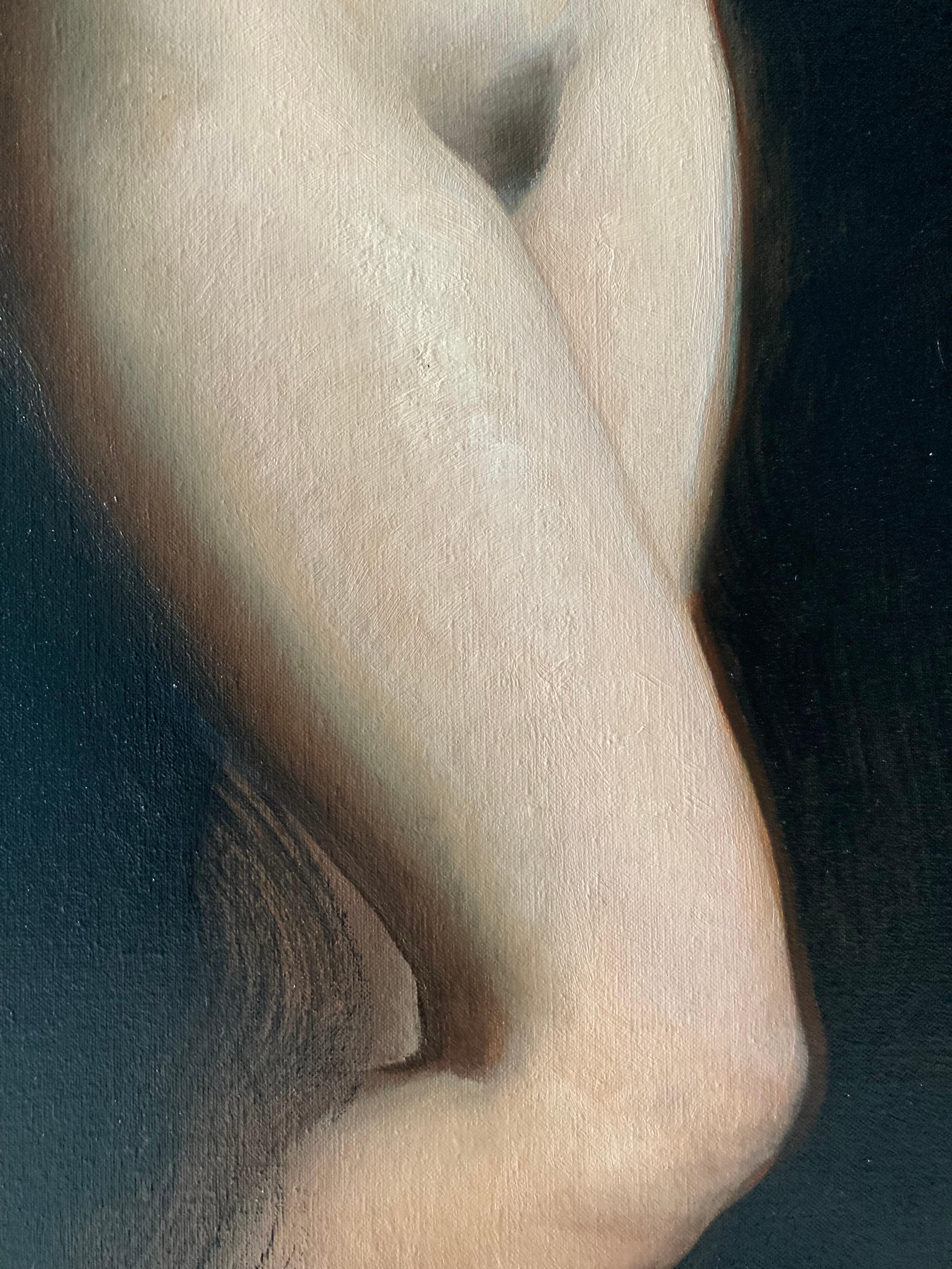 The Kiss - 2023, peinture à l'huile figurative sombre de Daniela Astone en vente 13