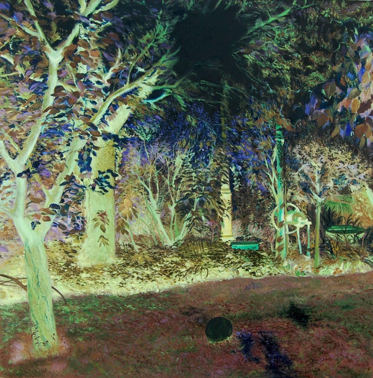 Oana S Garden 21st Century Landscape Green Blue Trees Forest Figurative