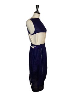 Daniela Gregis Navy Linen Belted Sleeveless Dress. As New. One Size