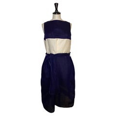 Vestido sin mangas de lino azul marino con cinturón de Daniela Gregis. Como nuevo. Talla única