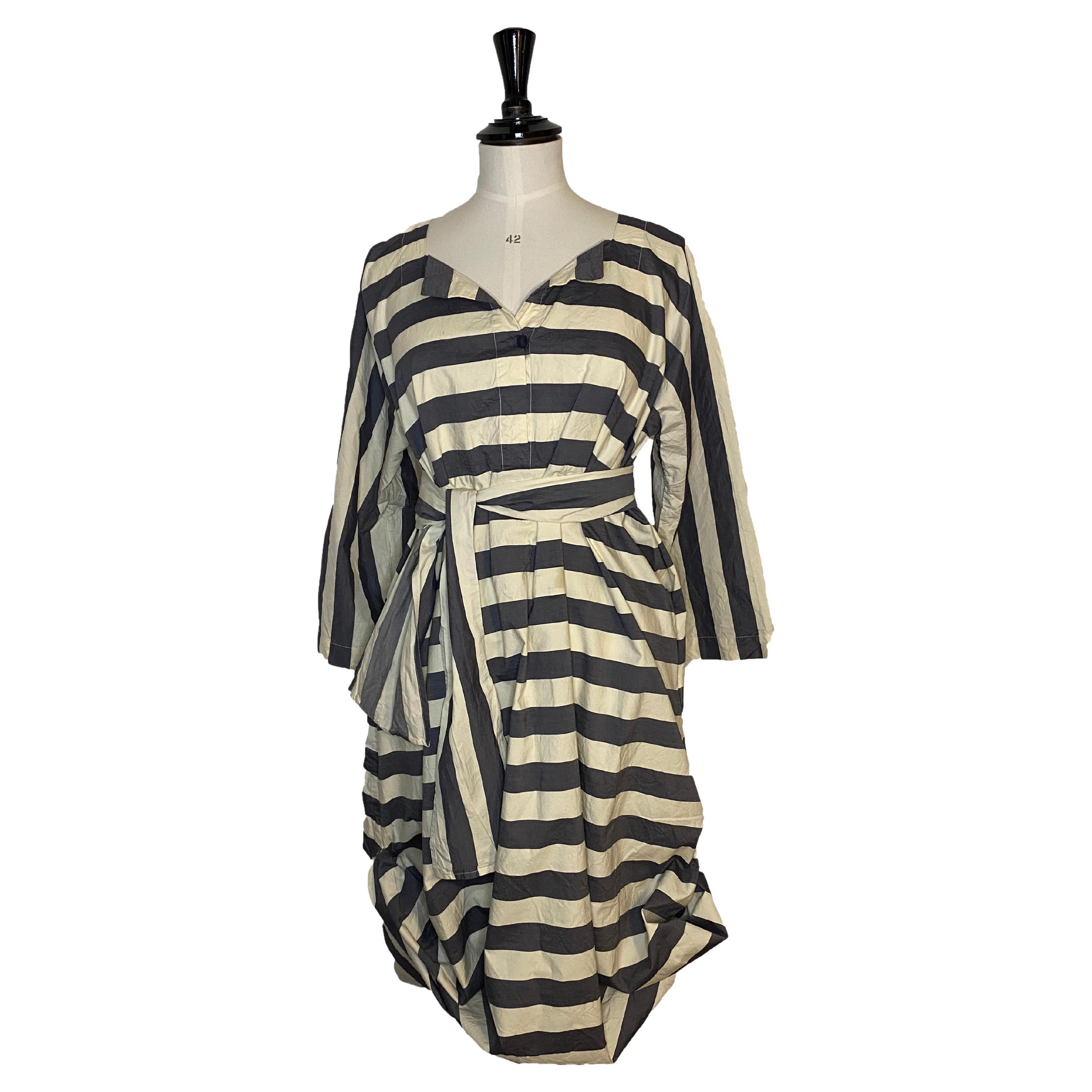 Daniela Gregis Striped Long Sleeve Cotton Dress - One Size Very Good Condition