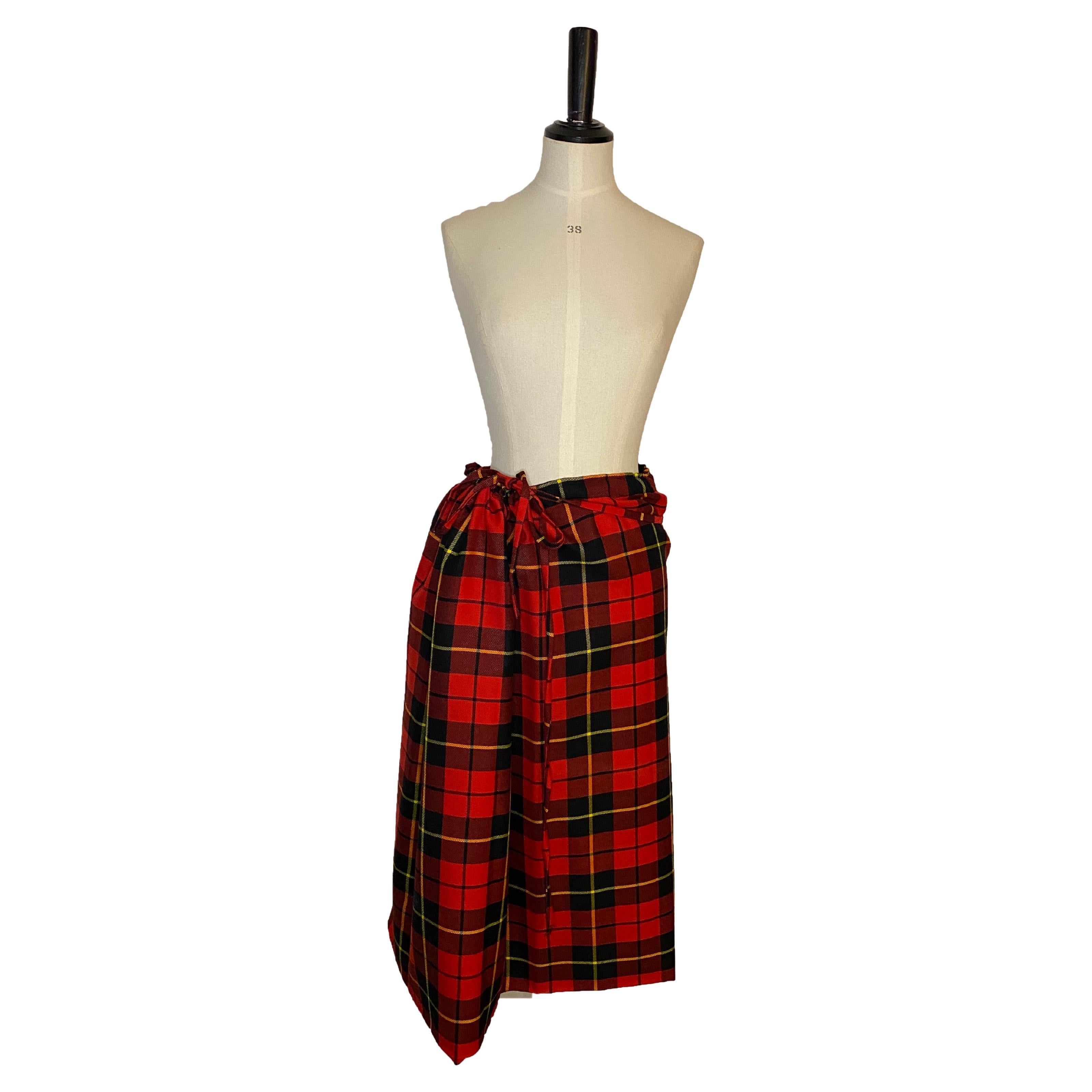 Daniela Gregis Wool Tartan Wrap Skirt - One Size. Excellent Condition