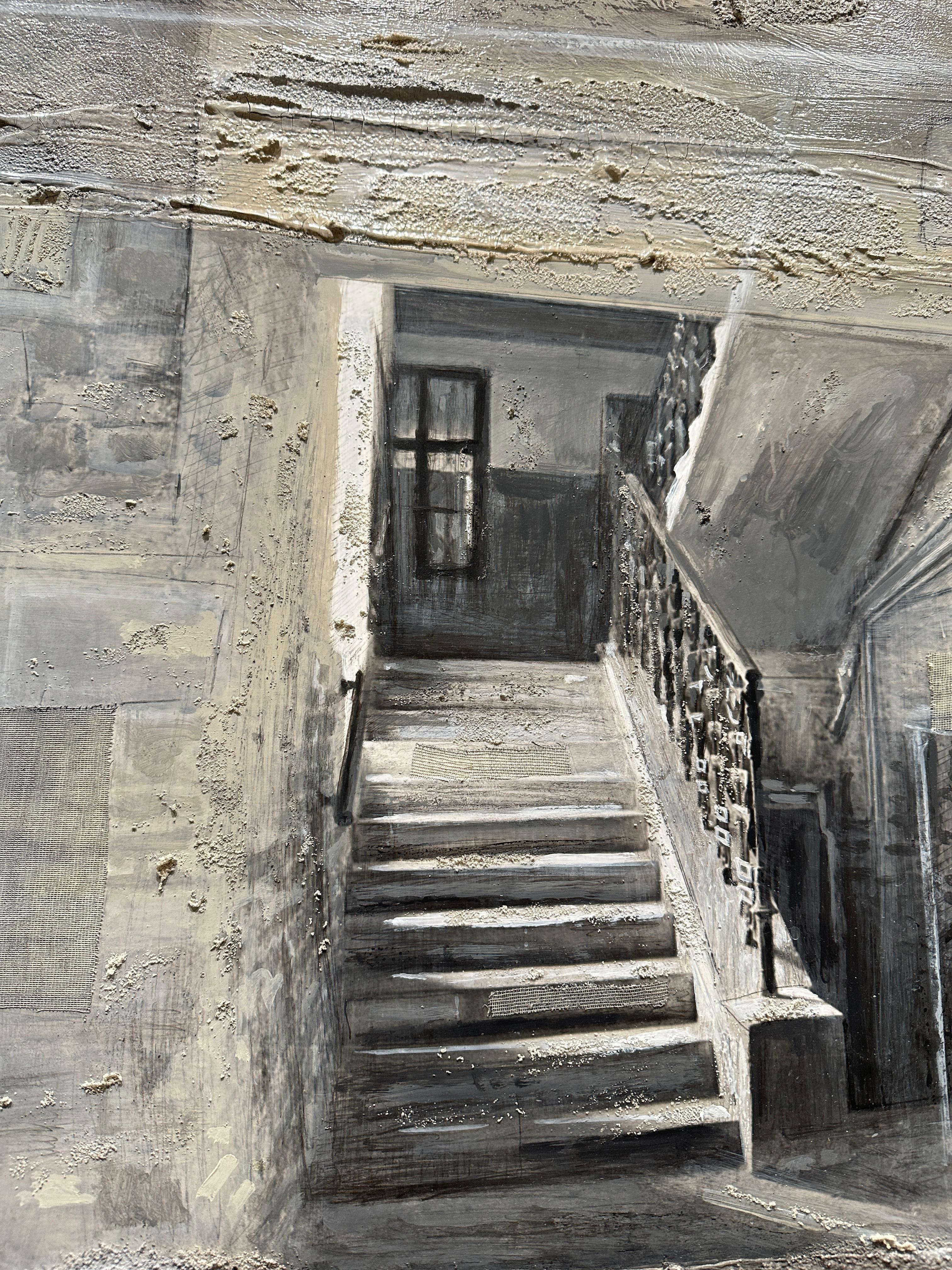 Intérieur - Escalier 1 - Contemporain Painting par Daniela Gullotta