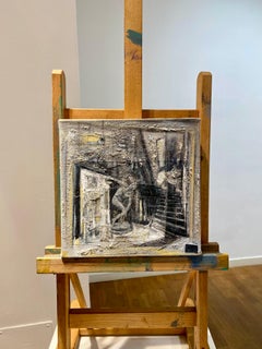 ''Interno con Discobolo'', contemporain, peinture à l'huile originale.