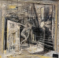 ''Interno con Discobolo'', contemporaneo, pittura a olio originale