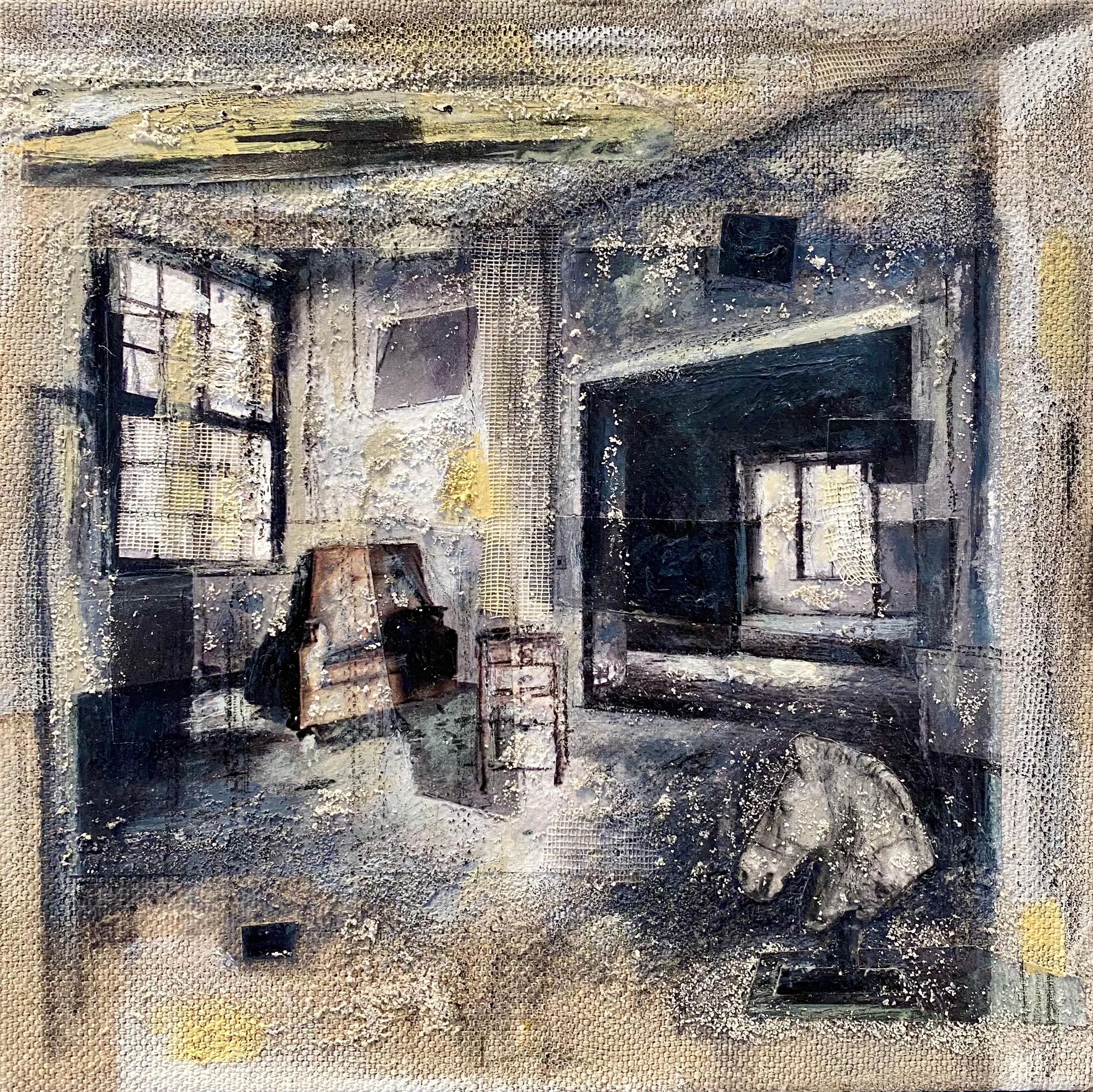 Figurative Painting Daniela Gullotta - ''Interno con testa di cavallo'', contemporain, peinture à l'huile originale.