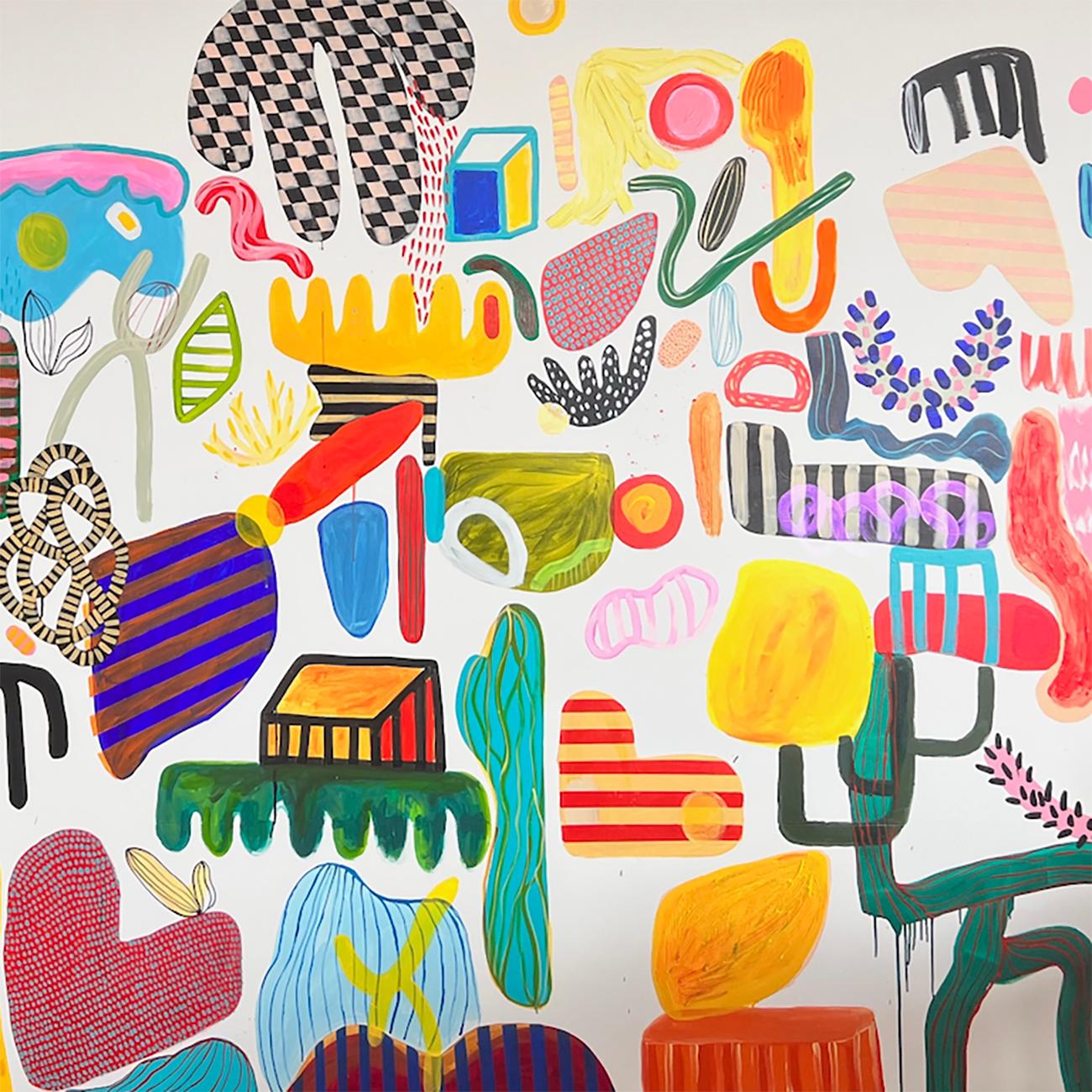 Dinge, die blühen, wenn es Regen gibt (Abstrakte Malerei) (Beige), Abstract Painting, von Daniela Marin