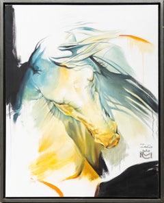Contemporary Expressionist Horse in Blue and Yellow