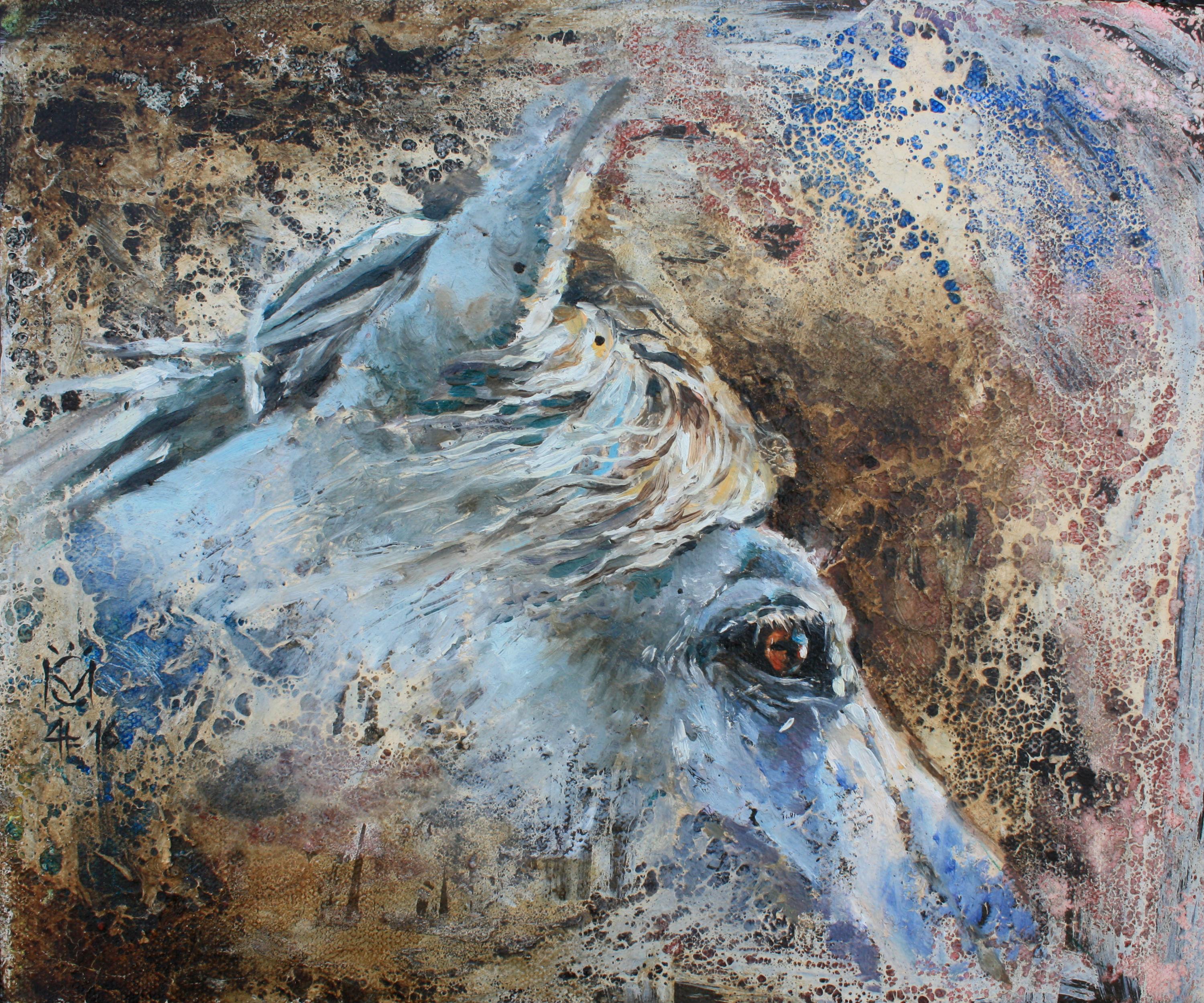 Daniela Nikolova Animal Painting - Encaustic and Oil on Canvas