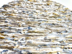 ODE II - Pittura rotonda - Argento, oro, champagne, tecnica mista su tela