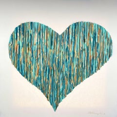Bright Love - Teal, Mixed Media on Canvas