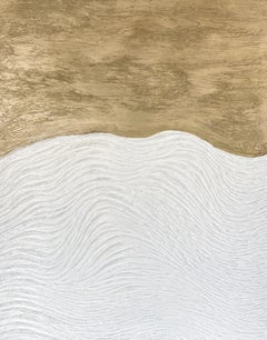 Paysage de rêve - Or et blanc, technique mixte sur toile