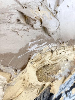 Golden sunset III - Champagne Frame, Mixed Media on Canvas