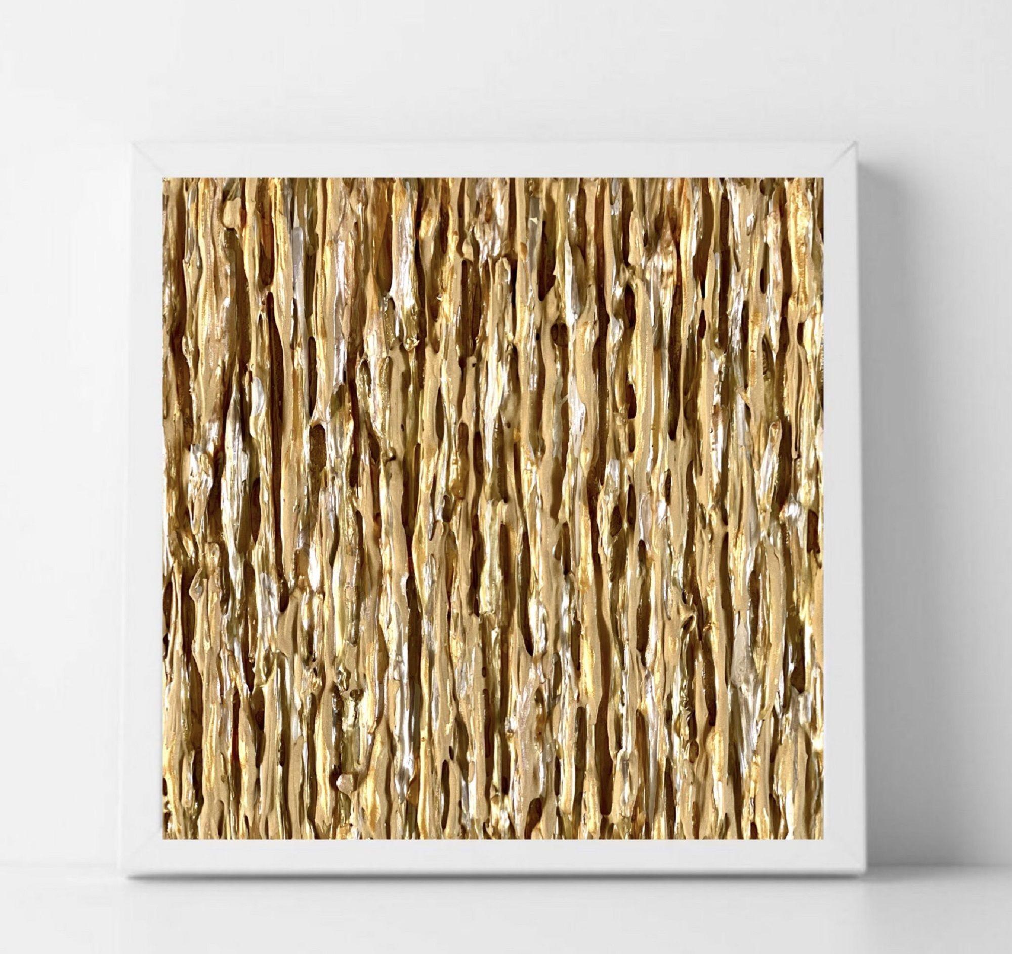 MELODIE MONOCROMATICHE - PURE GOLD, supports mixtes sur toile - Abstrait Mixed Media Art par Daniela Pasqualini