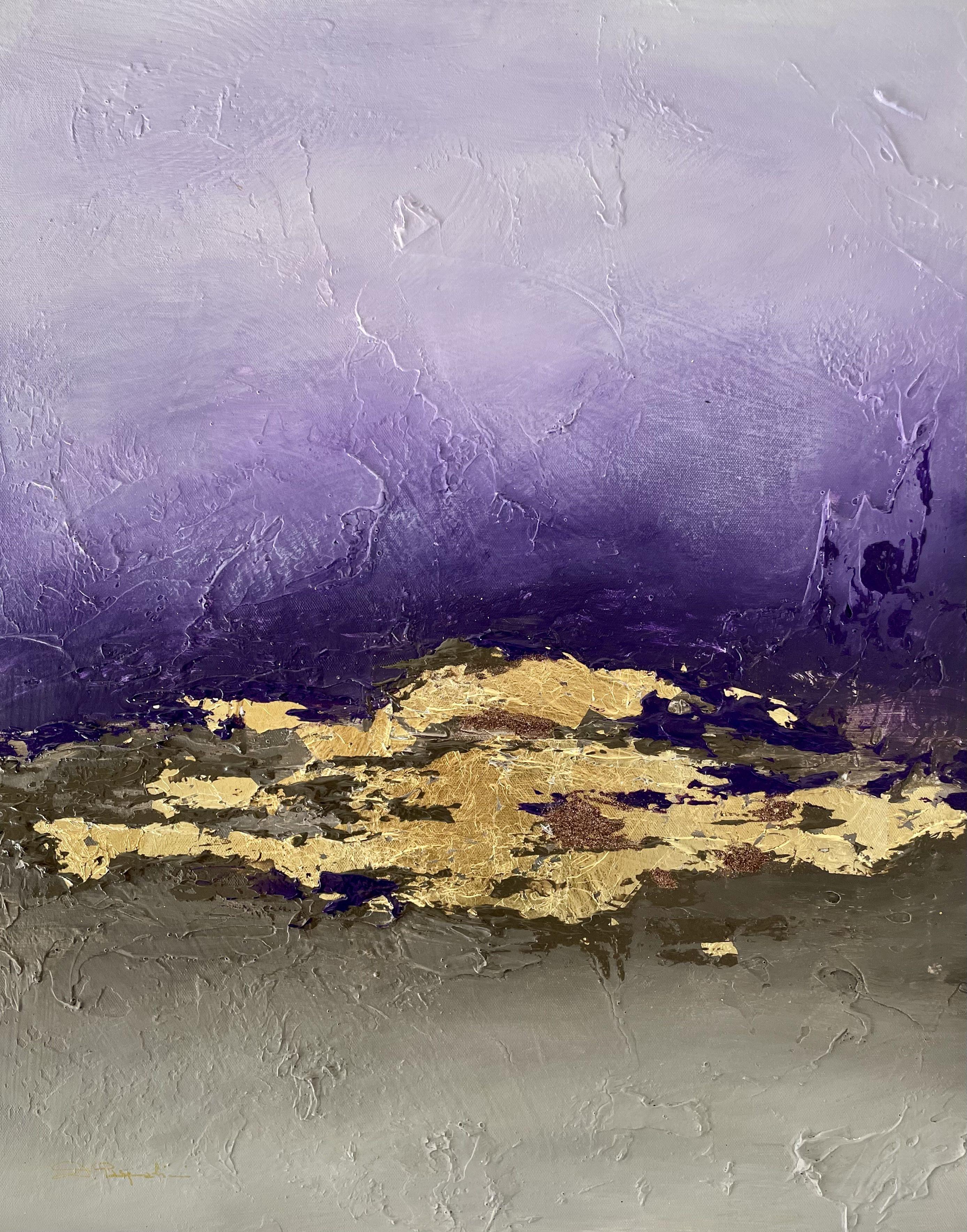 Visual Poetry II - Purple & Gold, Mixed Media on Canvas - Mixed Media Art by Daniela Pasqualini