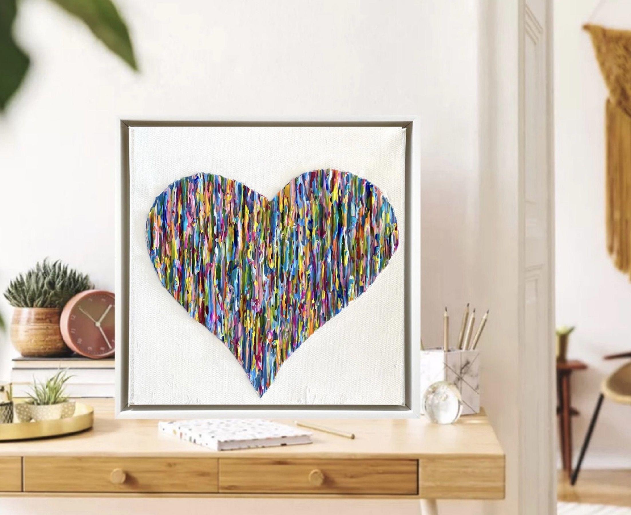 BRIGHT LOVE - Telaio galleggiante bianco, pittura, acrilico su tela - Painting Astratto di Daniela Pasqualini