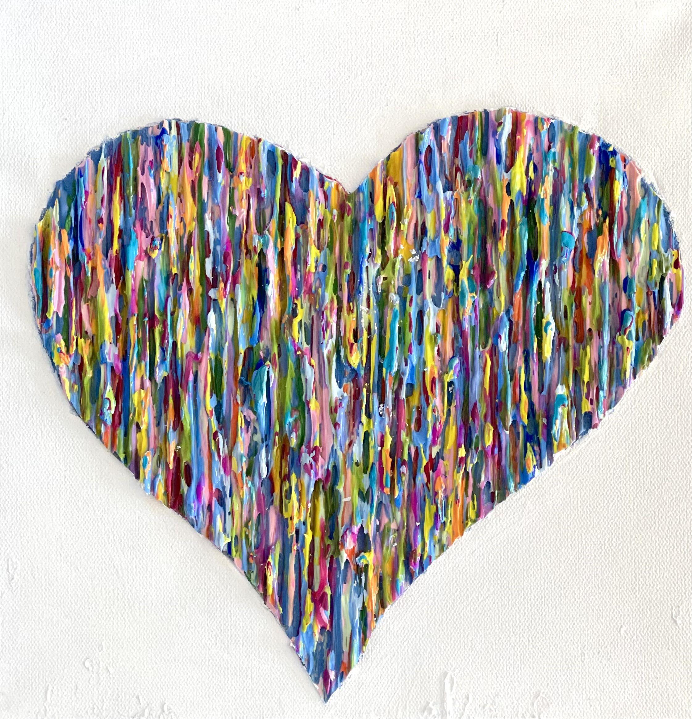 Abstract Painting di Daniela Pasqualini - BRIGHT LOVE - Telaio galleggiante bianco, pittura, acrilico su tela