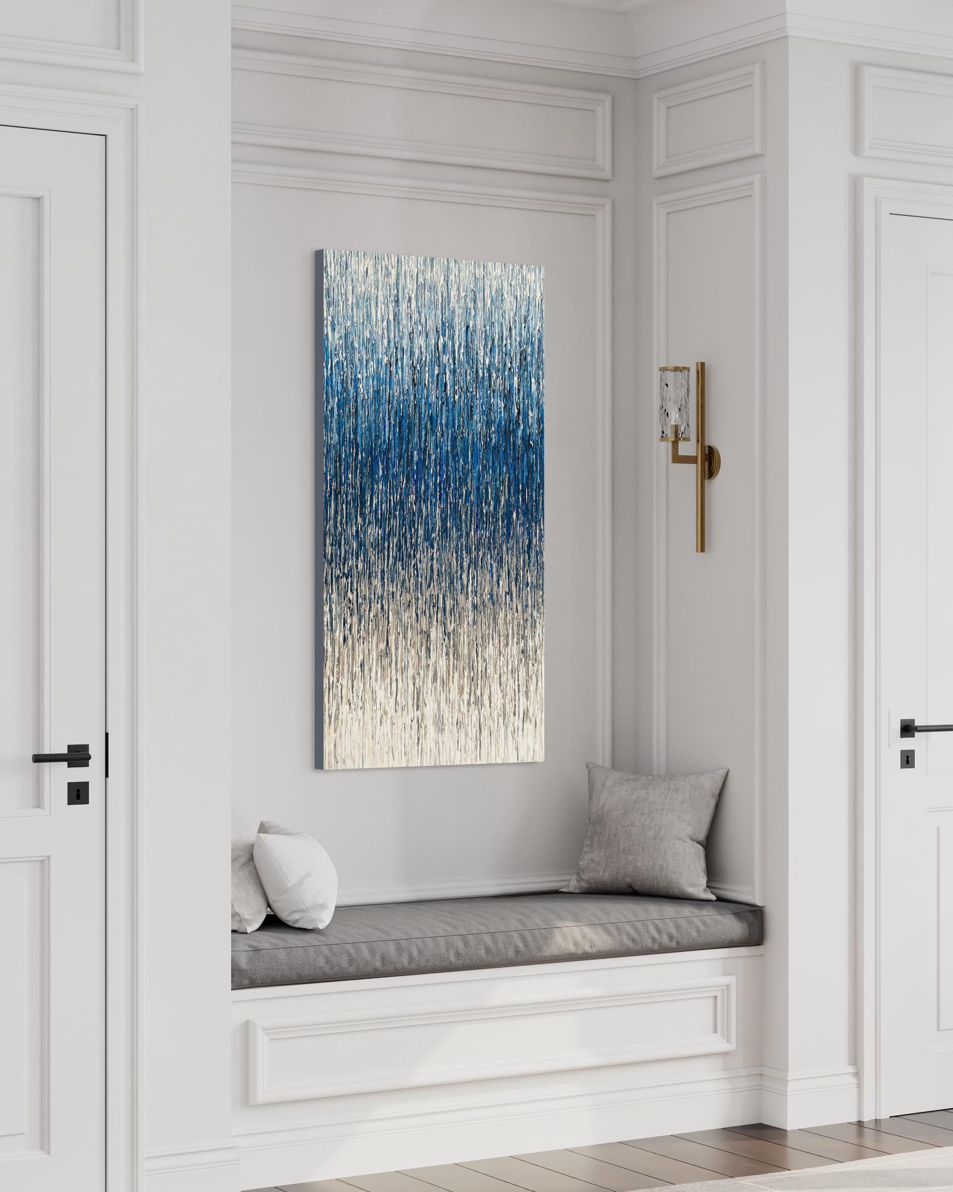 Island Vibes - Blu - Pittura acrilica astratta minimalista - Abstract Painting Grigio di Daniela Pasqualini