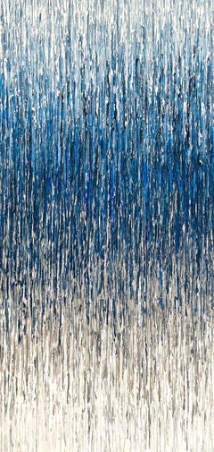 Island Vibes – Blau – Minimalistisches abstraktes Acrylgemälde in Blau
