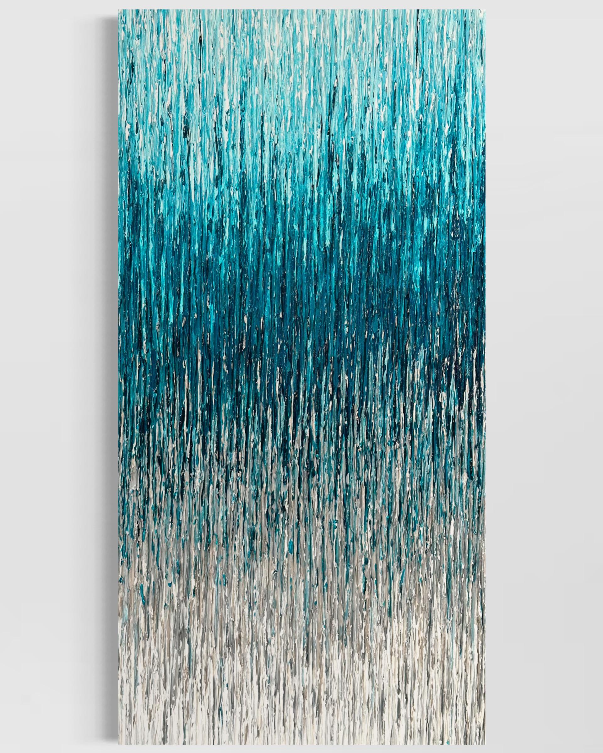 Island Vibes - smeraldo - Pittura acrilica astratta minimale - Abstract Painting Blu di Daniela Pasqualini