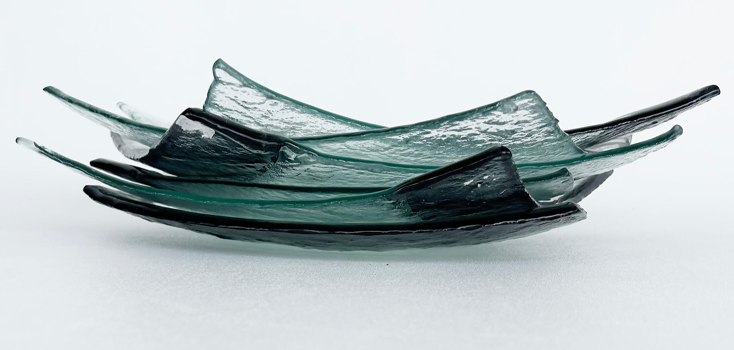 Daniela Poletti Vetrofuso Murano Glas Sushi-Teller, Blattsilber Satz von 6 im Angebot 7