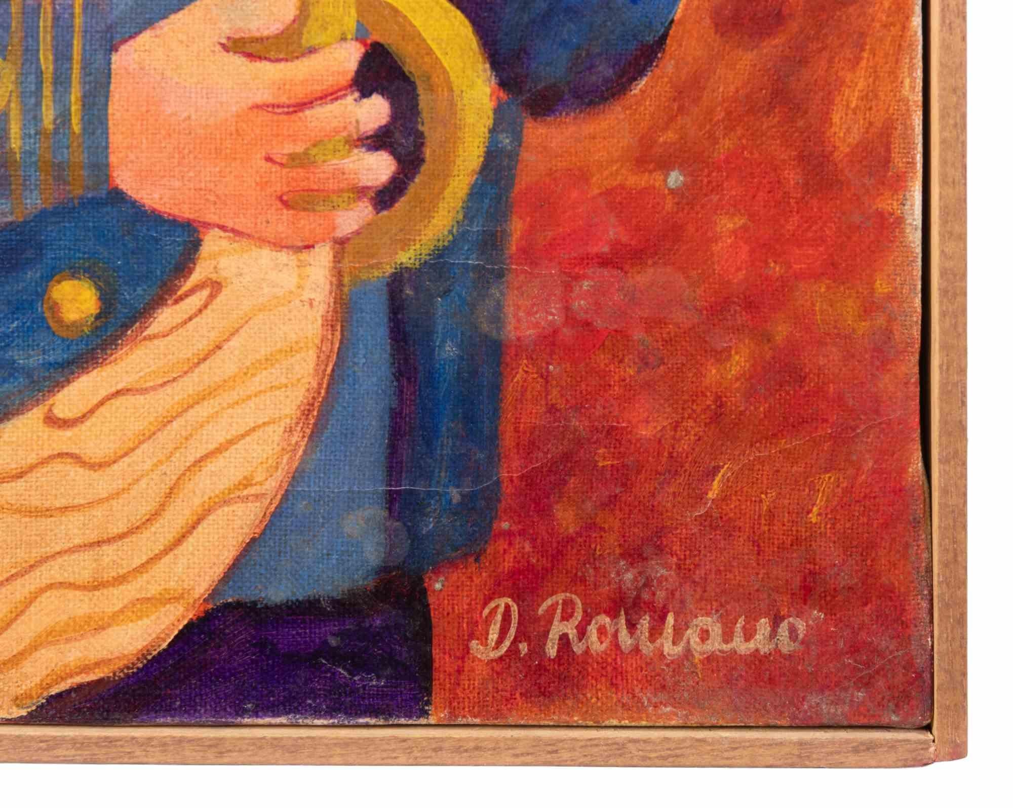 Personnages - Peinture à l'huile de Daniela Romano - 1980 en vente 2