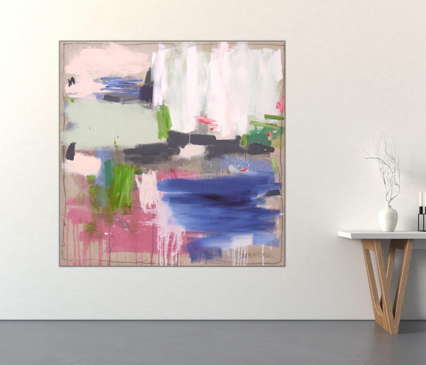 Behind the Fence II, Painting, Acrylic on Canvas - Gray Abstract Painting by Daniela Schweinsberg