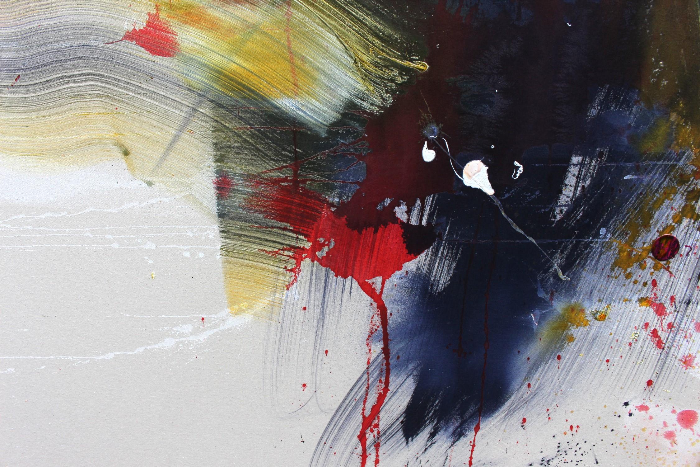 Bombe en couleur (peinture abstraite) - Beige Abstract Painting par Daniela Schweinsberg