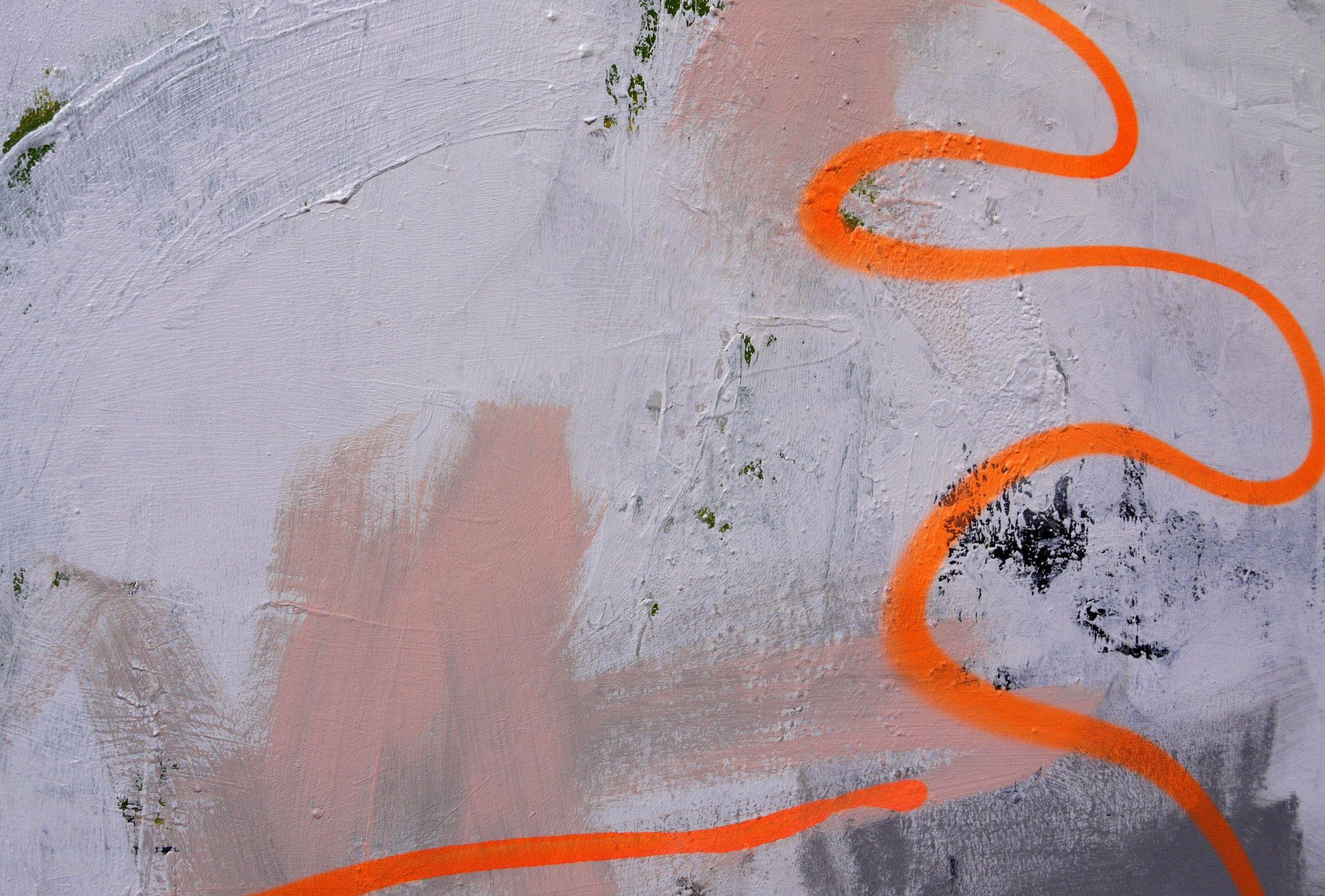 Drift Line (orange), Painting, Acrylic on Canvas - Gray Abstract Painting by Daniela Schweinsberg