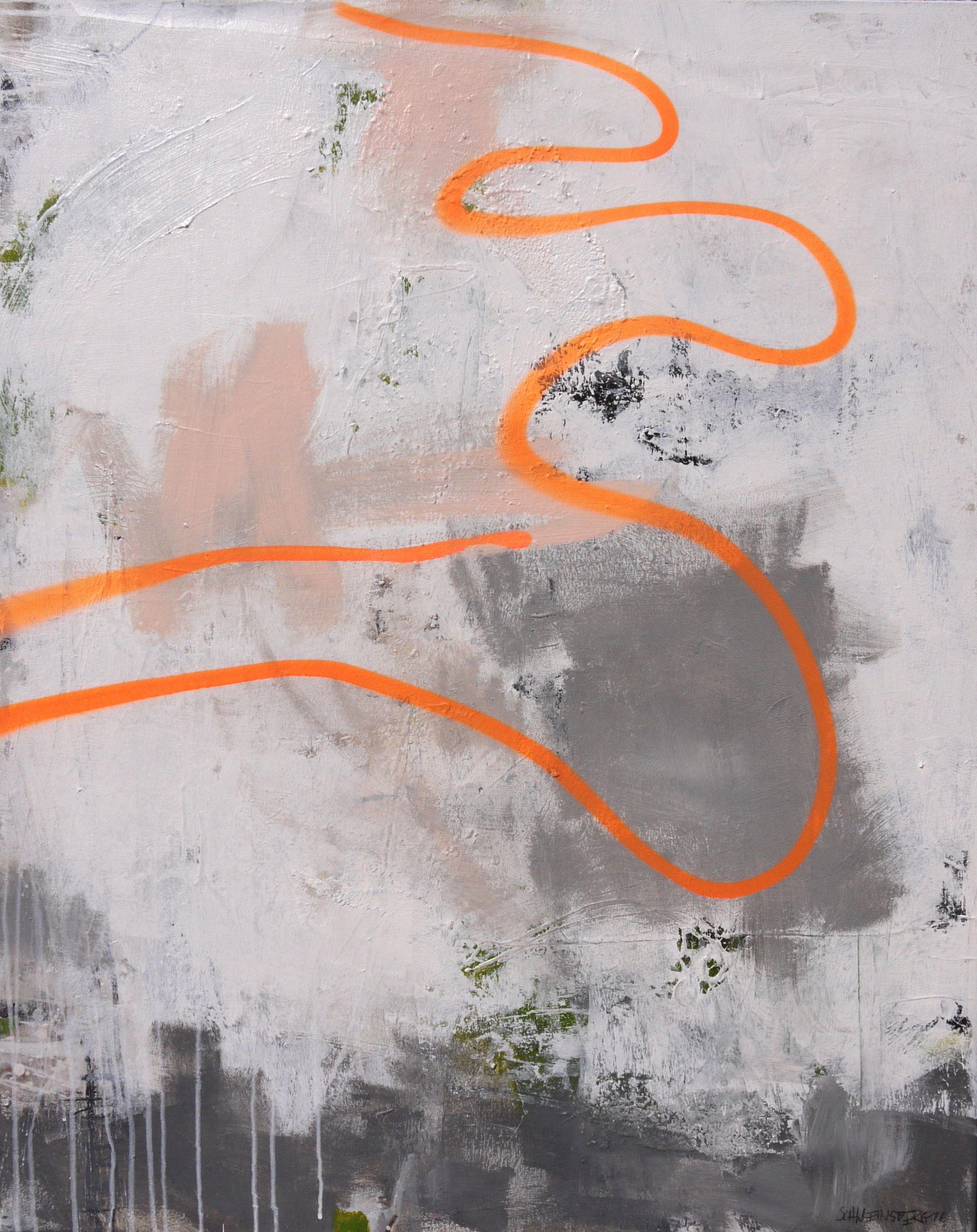 Daniela Schweinsberg Abstract Painting - Drift Line (orange), Painting, Acrylic on Canvas