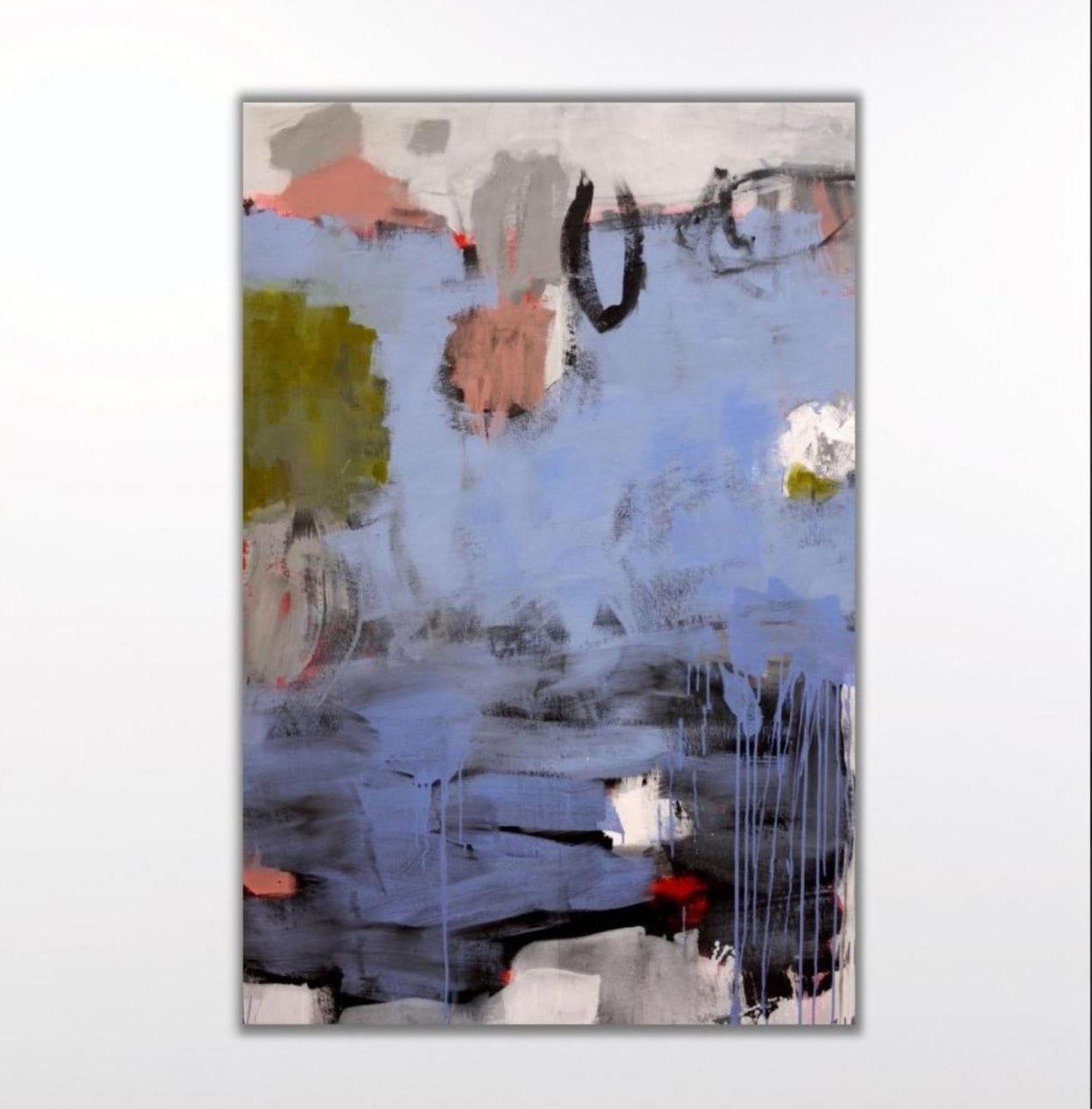 Inner Landscape Abstract Painting Pink Blue Green Colorful Pastel Art
