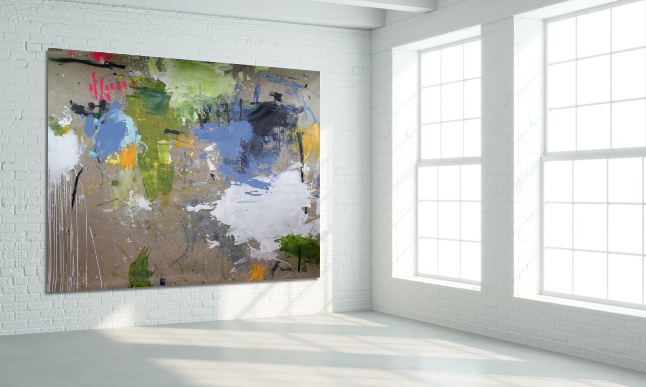 Interstellar Voyage II (pittura dell'Espressionismo astratto) - Abstract Painting Grigio di Daniela Schweinsberg