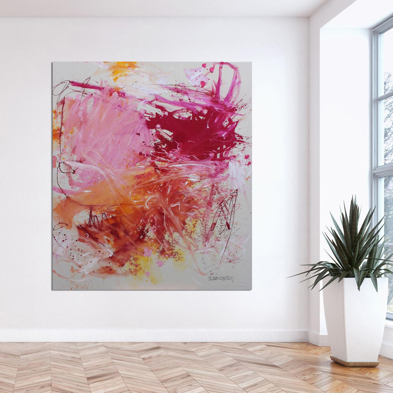 Pink Is The New Black I (Abstract painting) - Painting by Daniela Schweinsberg