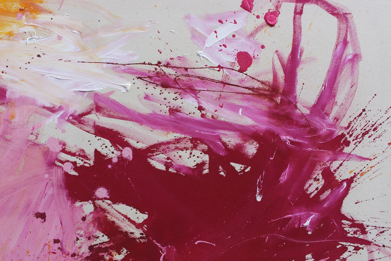 Pink Is The New Black I (Peinture abstraite) - Beige Abstract Painting par Daniela Schweinsberg