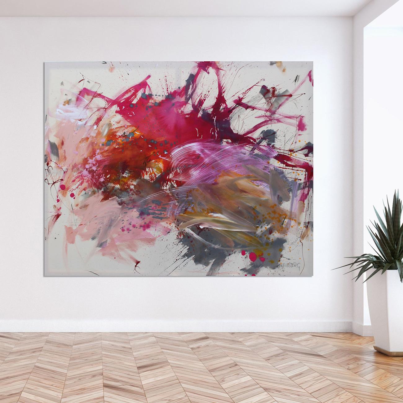 Pink Is The New Black III (peinture abstraite) - Expressionnisme abstrait Painting par Daniela Schweinsberg
