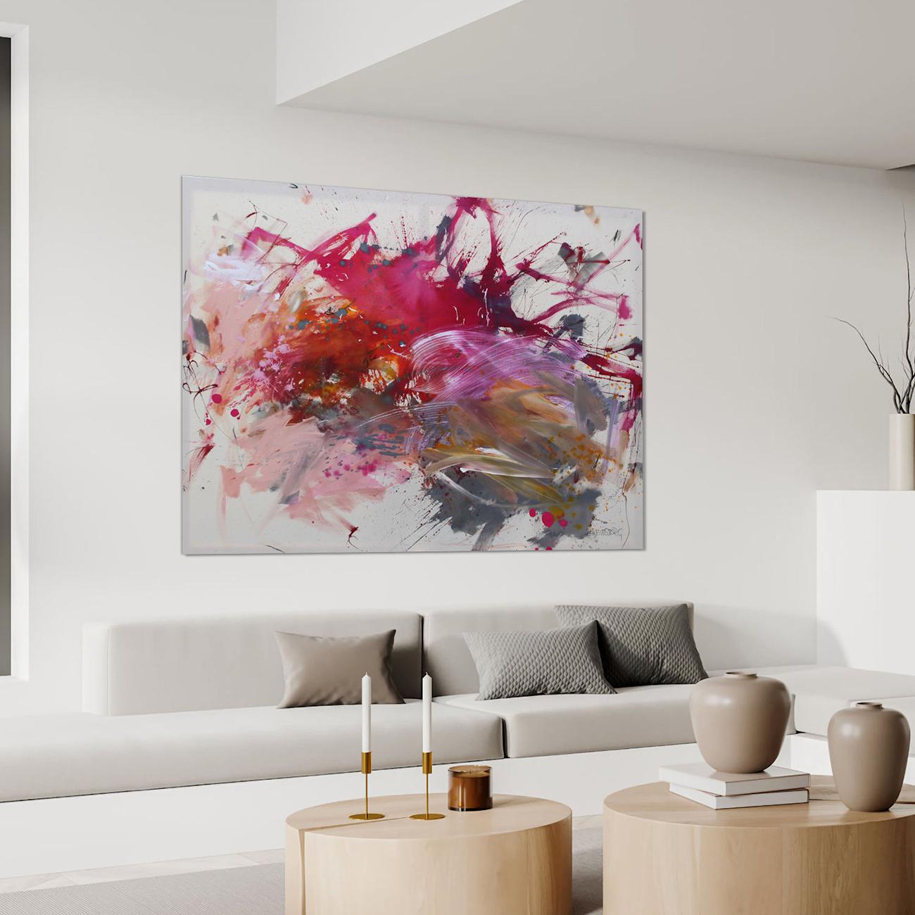 Pink Is The New Black III (Abstract painting) - Brown Abstract Painting by Daniela Schweinsberg