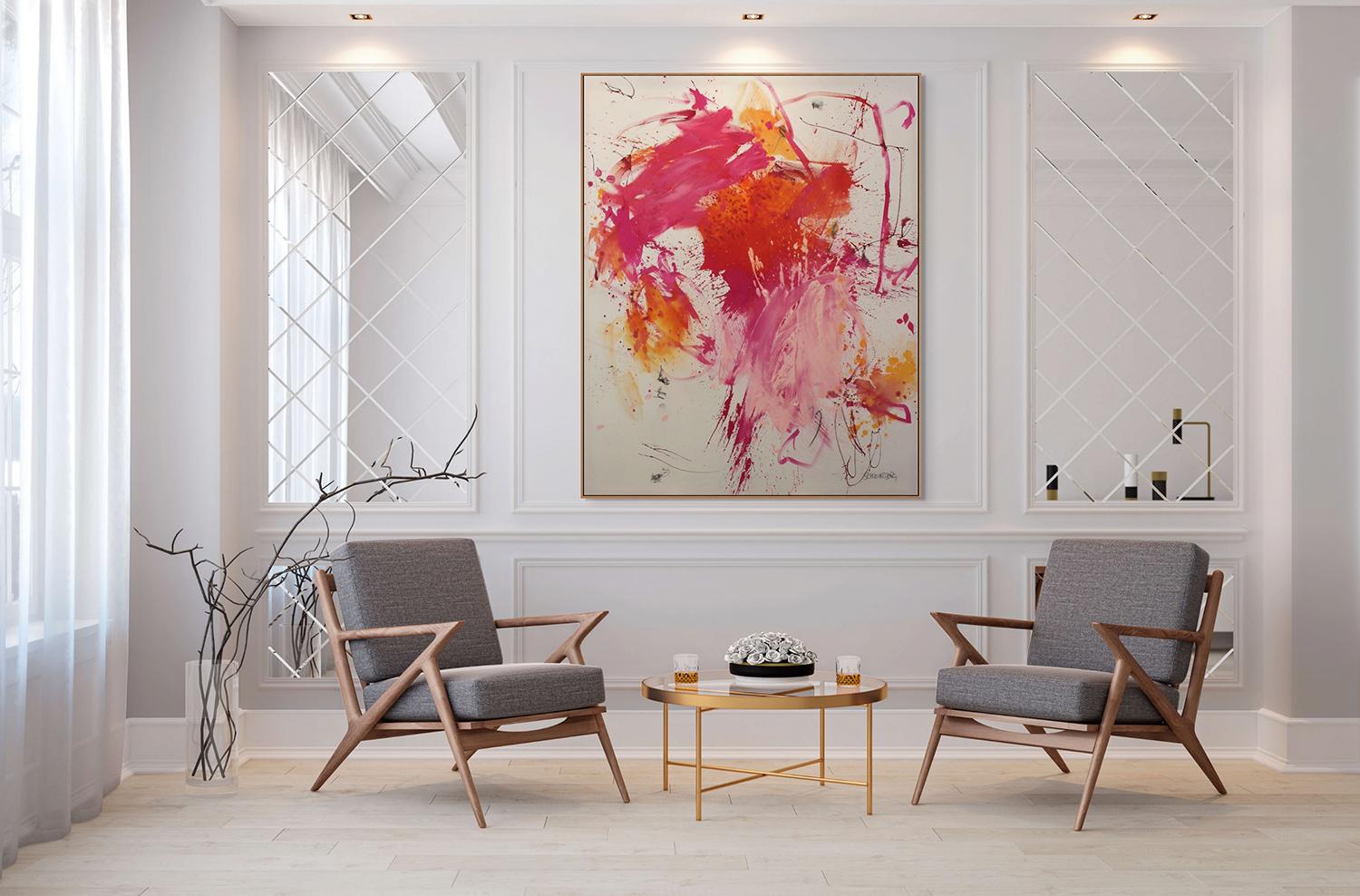 Pink Is The New Black IV (Pittura astratta) - Abstract Painting Beige di Daniela Schweinsberg