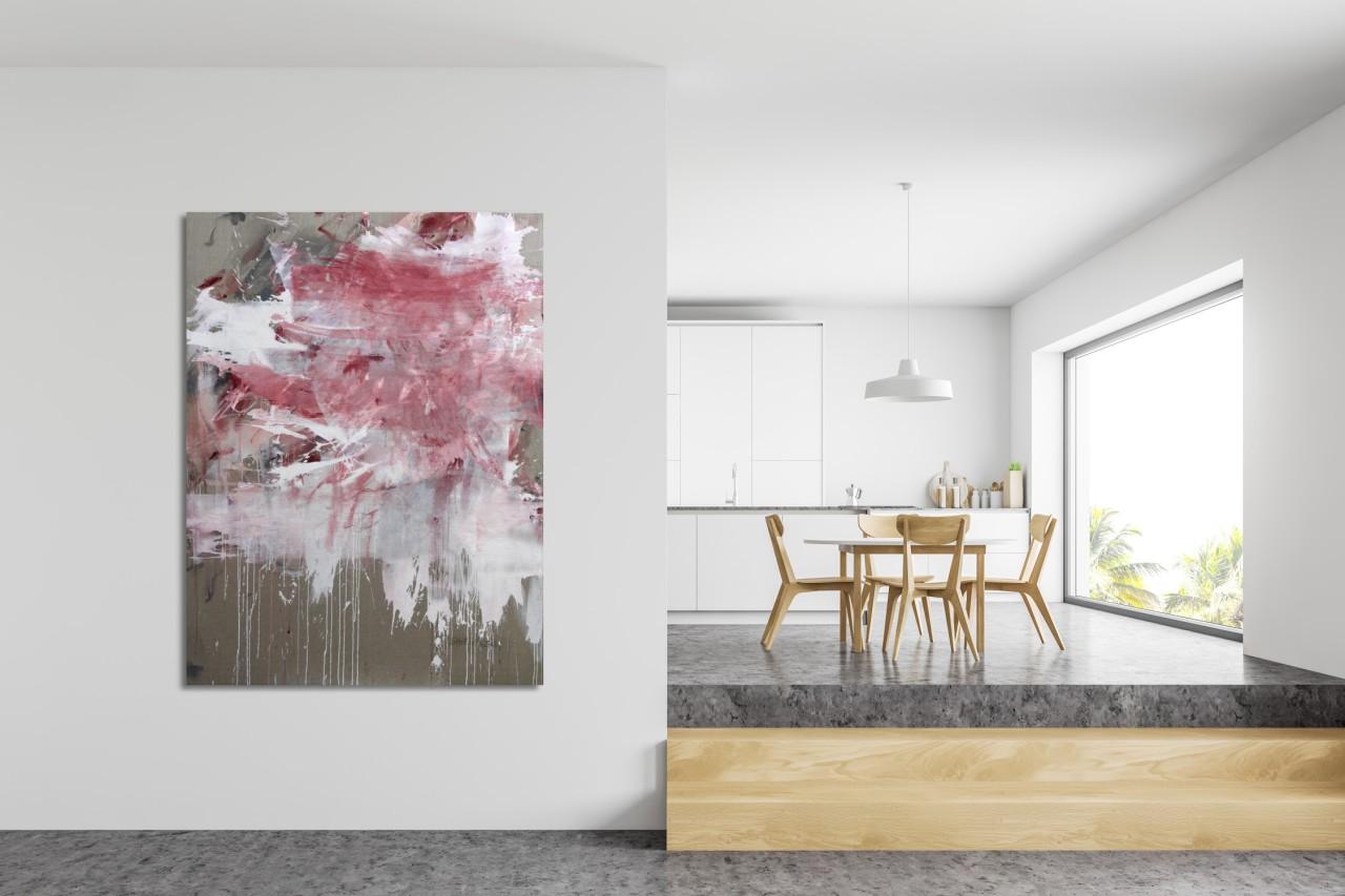 Pink Noise (Abstract Expressionism painting) - Gray Abstract Painting by Daniela Schweinsberg