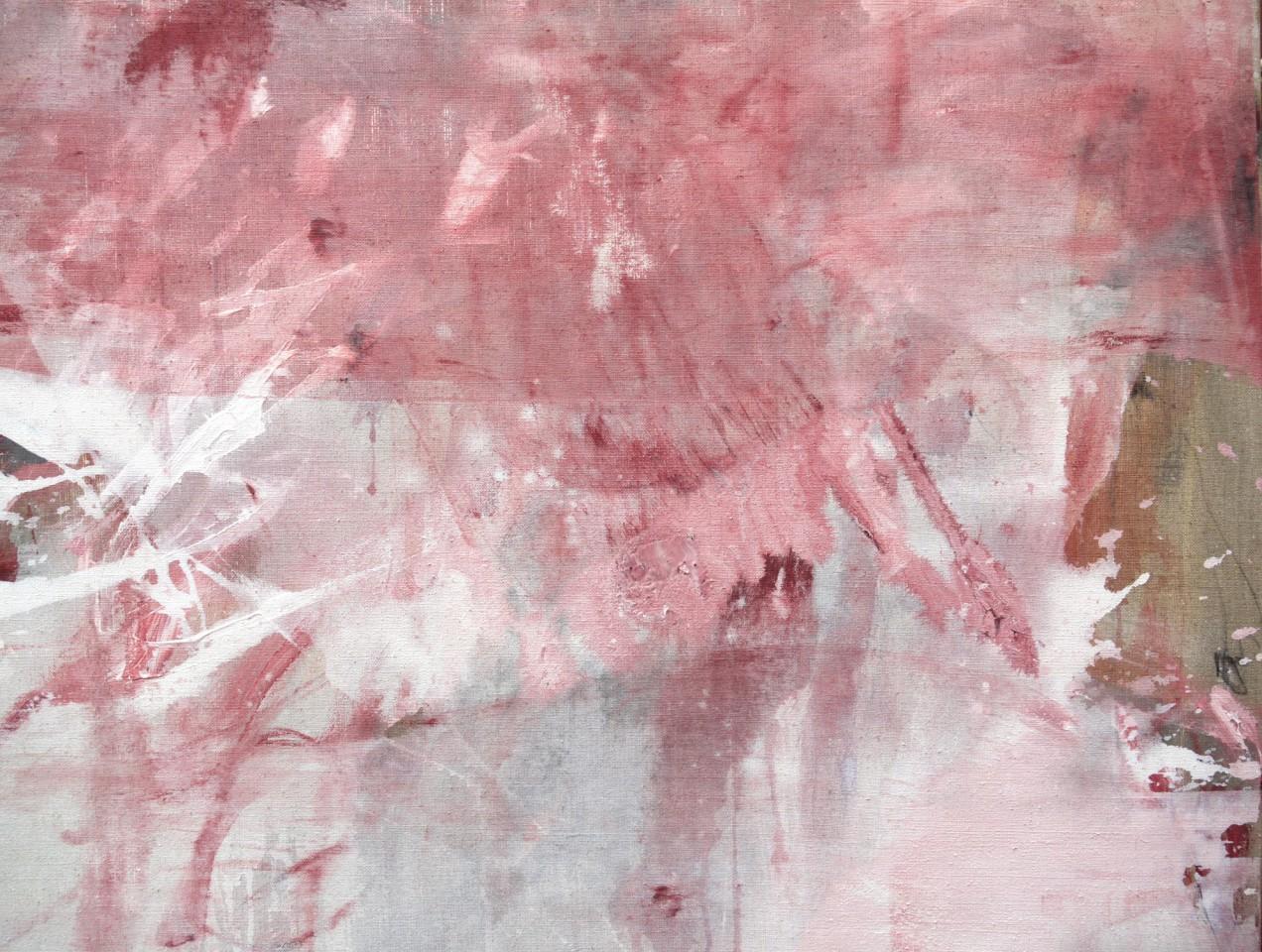 Pink Noise (Abstract Expressionism painting) - Gray Abstract Painting by Daniela Schweinsberg