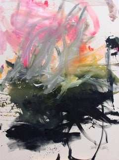 Peinture abstraite à l'acrylique sur lin « Sunset Over the Pond » 2022