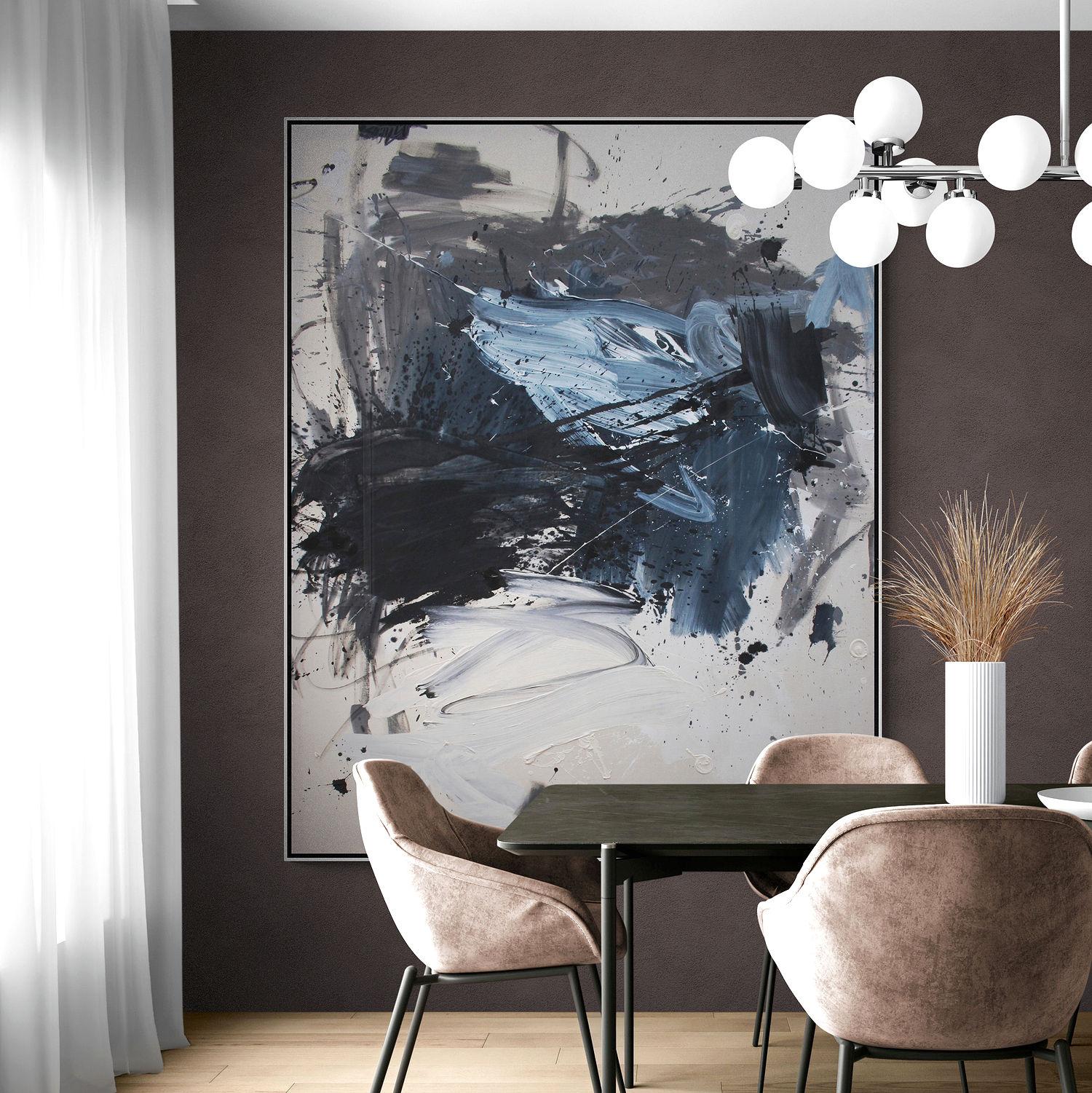Se avecina un frente de tormenta (Pintura abstracta) - Abstract Painting Gris de Daniela Schweinsberg
