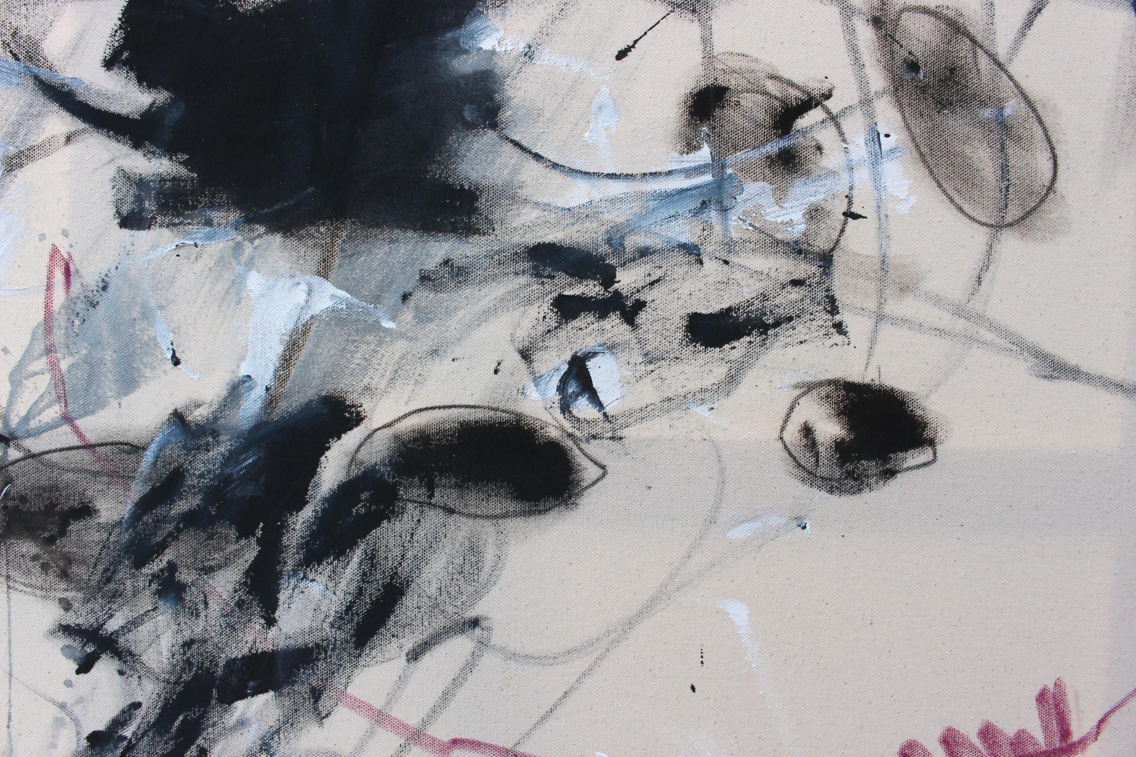 Unwritten letters (Abstract painting) - Gray Abstract Painting by Daniela Schweinsberg